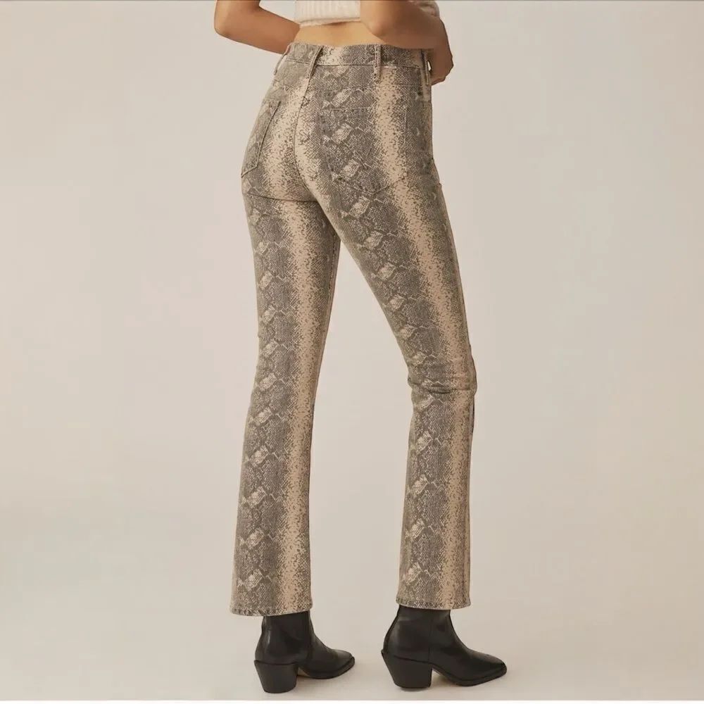 NWT MOTHER Hustler Flood High-Rise Snake Print Jeans Anthropologie Size 26 - Picture 3 of 10